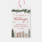 Het Dorp Sneeuwvlok Winter Baby Shower Cadeaulabel (Voorkant)