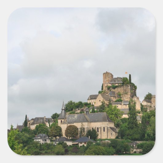 Het dorp Turenne in Frankrijk Vierkante Sticker (Voorkant)