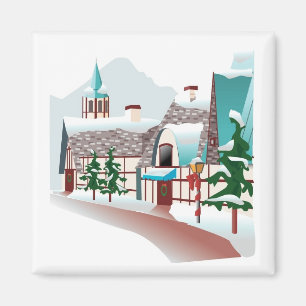 Het Dorp van de winter bij Kerstmis Magneet