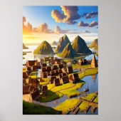 Het dorp Viking uit het zee | AI Art Poster (Voorkant)