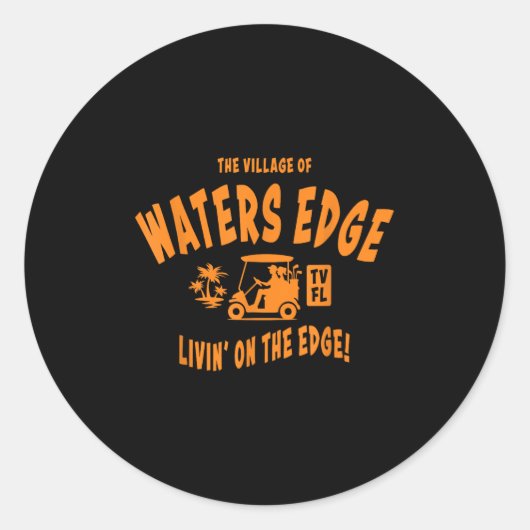 Het dorp Waters Edge Tv Fl golfkar ontwerp  Ronde Sticker (Voorkant)