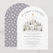 Het Dorp Winter Baby Shower Kaart (Voorkant / Achterkant)