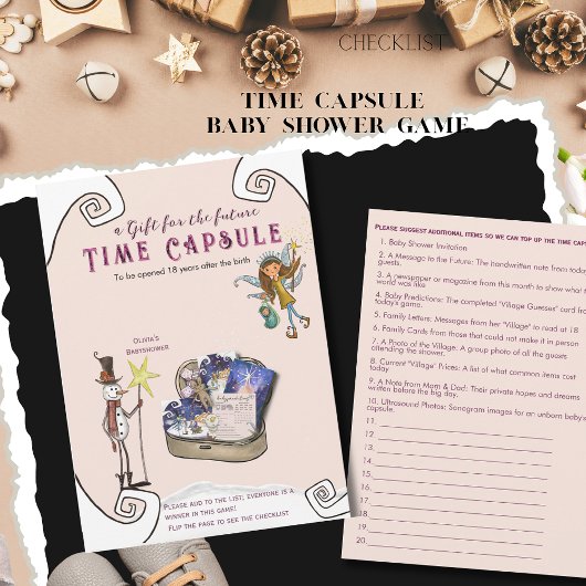 Het Dorp Winter Baby Shower Tijd Capsule Kaart