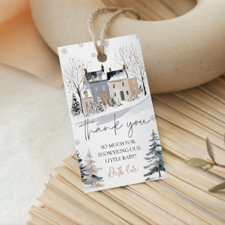 Het Dorp Winter Favoriet Bedankt Tag Cadeaulabel