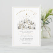 Het Dorp Winter Foto Baby Shower Kaart (Staand voorkant)