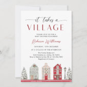 Het Dorp Winter Kerst Baby Shower Kaart (Voorkant)