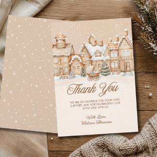 Het Dorp Winter Ontbijtkoek Baby Shower Bedankkaart