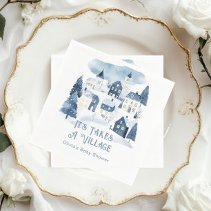 Het Dorp Winter Sneeuw Baby Shower Servet