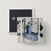 Het dorp Yatsuhashi in Okasaki Vierkante Button 5,1 Cm (Voorkant /achterkant)