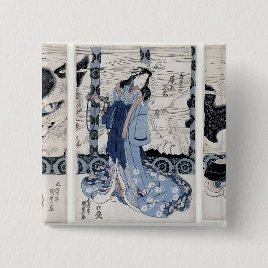 Het dorp Yatsuhashi in Okasaki Vierkante Button 5,1 Cm (Voorkant)