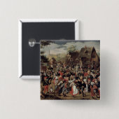 Het dorpsfestival vierkante button 5,1 cm (Voorkant /achterkant)