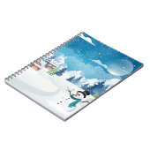 Het dorpswinterlandschap met sneeuw bedekt notitieboek (Linkerzijde)