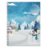 Het dorpswinterlandschap met sneeuw bedekt notitieboek (Voorkant)