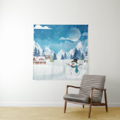 Het dorpswinterlandschap met sneeuw bedekt wandkleed (In situ)