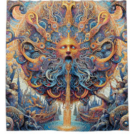 Het douchegordijn van de zonnegod