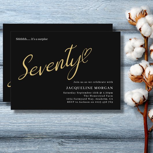 Het draaien 70 Zwart Goud 70e Verjaardag Kaart