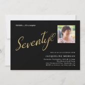 Het draaien 70 Zwart Goud 70e Verjaardagsfoto Kaart (Voorkant)