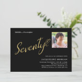 Het draaien 70 Zwart Goud 70e Verjaardagsfoto Kaart (Staand voorkant)