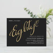 Het draaien 80 Zwart Goud 80e Verjaardag Kaart (Staand voorkant)