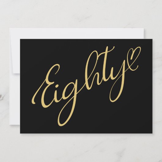 Het draaien 80 Zwart Goud 80e Verjaardag Kaart (Achterkant)