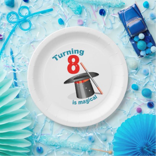 Het draaien 8 is Magische 8e verjaardag Papieren Bordje (Feest)