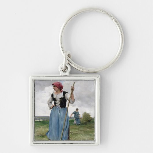 Het draaien van de Hay (olie op canvas) Sleutelhanger (Voorkant)