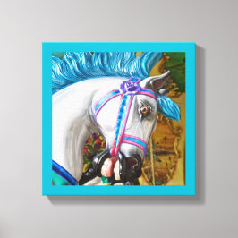 Het draaimolen geschilderde paard 2 canvas afdruk