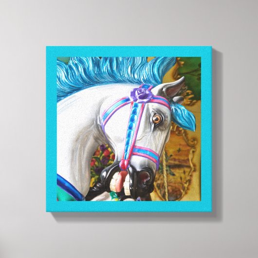 Het draaimolen geschilderde paard 2 canvas afdruk (Voorkant)