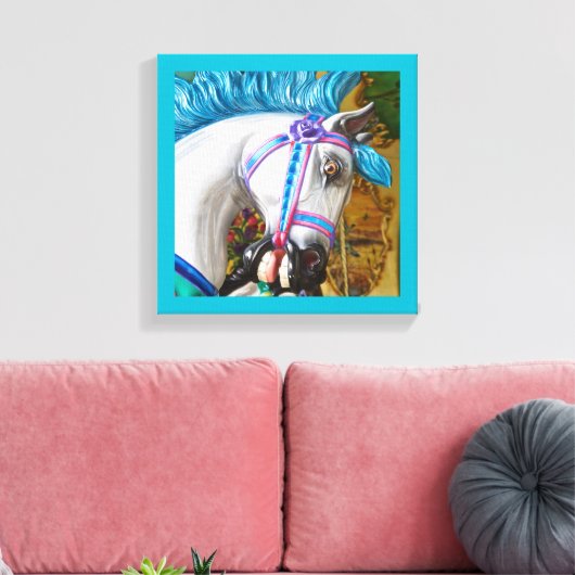 Het draaimolen geschilderde paard 2 canvas afdruk (Insitu (Woonkamer))