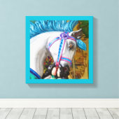 Het draaimolen geschilderde paard 2 canvas afdruk (Insitu (Houten vloer))