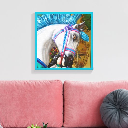 Het draaimolen geschilderde paard 2 canvas afdruk (Insitu (Woonkamer))