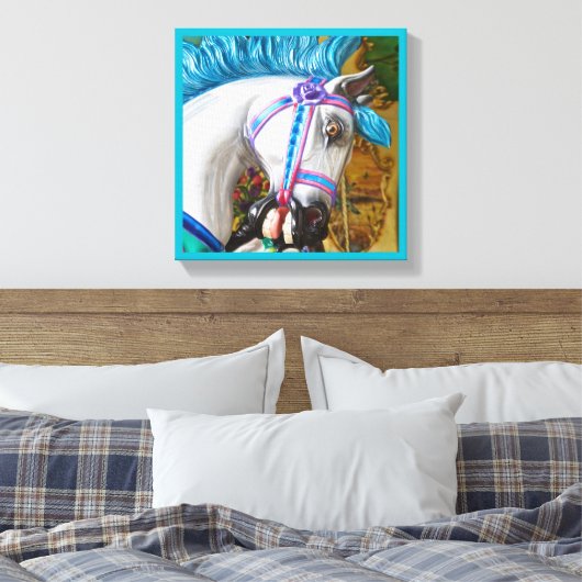 Het draaimolen geschilderde paard 2 canvas afdruk (Insitu (Slaapkamer))