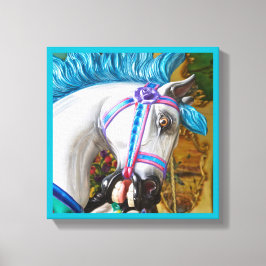 Het draaimolen geschilderde paard 2 canvas afdruk