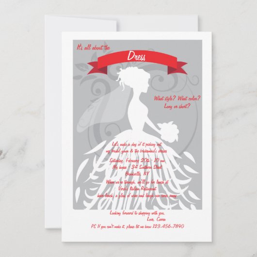 Het draait allemaal om de jurk uitnodiging (Voorkant)