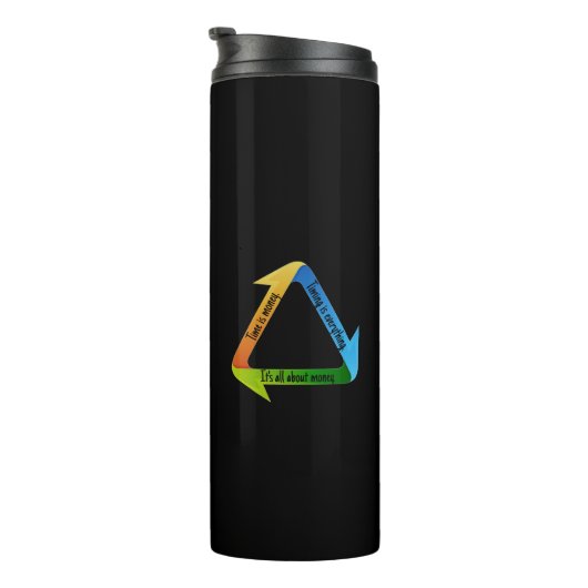 Het draait allemaal om geld T-shirt Thermosbeker (Geroteerd rechts)