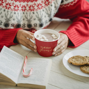 Het draait allemaal om Jezus – Rood & Goud Kerstmi Mok