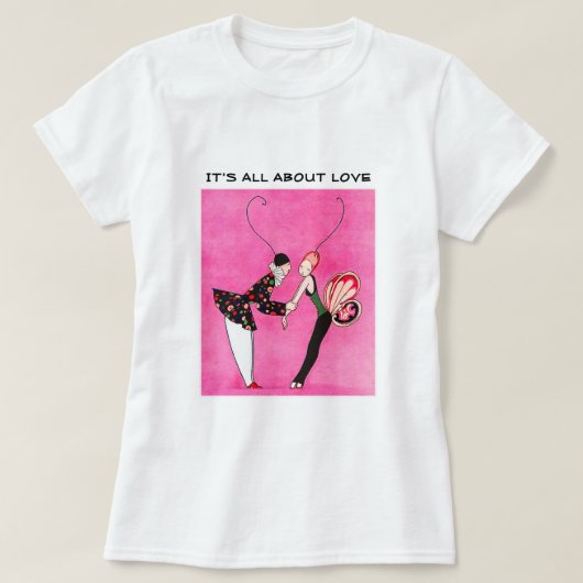 Het draait allemaal om liefde. Valentijnsdag Cadef T-shirt (Design voorkant)
