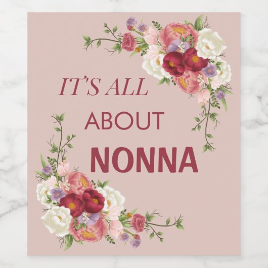 Het draait allemaal om nonna roze en rode pony blo wijn etiket (Enkel label)