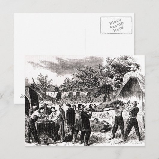 Het dragen van de gewonden na het antietam briefkaart (Voorkant / Achterkant)