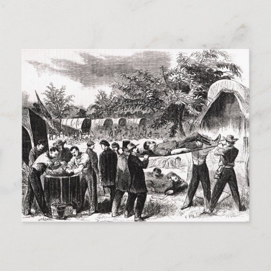 Het dragen van de gewonden na het antietam briefkaart (Voorkant)