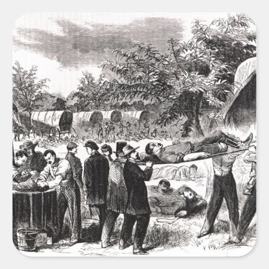 Het dragen van de gewonden na het antietam vierkante sticker (Voorkant)