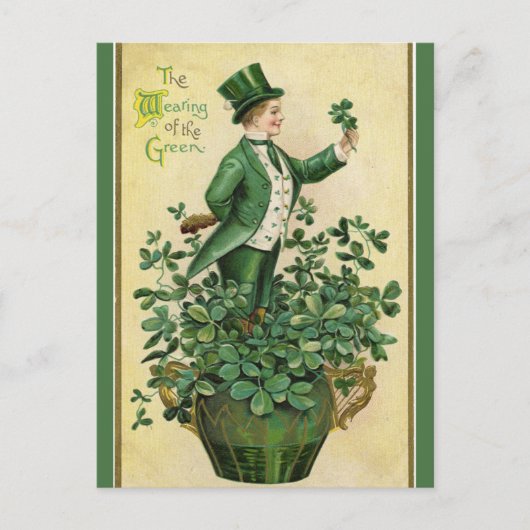  Het dragen van de groene en Shamrocks Briefkaart (Voorkant)
