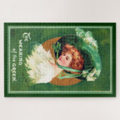 Het dragen van de groene grote puzzel (Horizontaal)