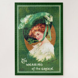 Het dragen van de groene grote puzzel