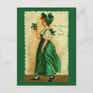 Het dragen van de groene Shamrock Art Briefkaart