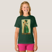 Het dragen van de groene Shamrock Art T-shirt (Voorkant volledig)
