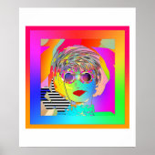 Het dragen van een donkere bril en een grijns poster (Voorkant)