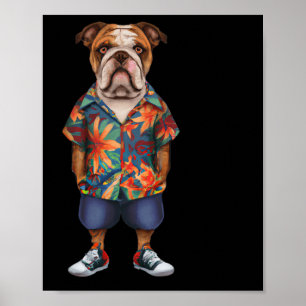 Het dragen van een Hawaïaanse en korte broek Poster