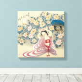 Het dragen van een ventilator in het hoofd canvas afdruk (Insitu (Houten vloer))