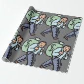 Het dragen van een zak geld cadeaupapier (Uitgerold)